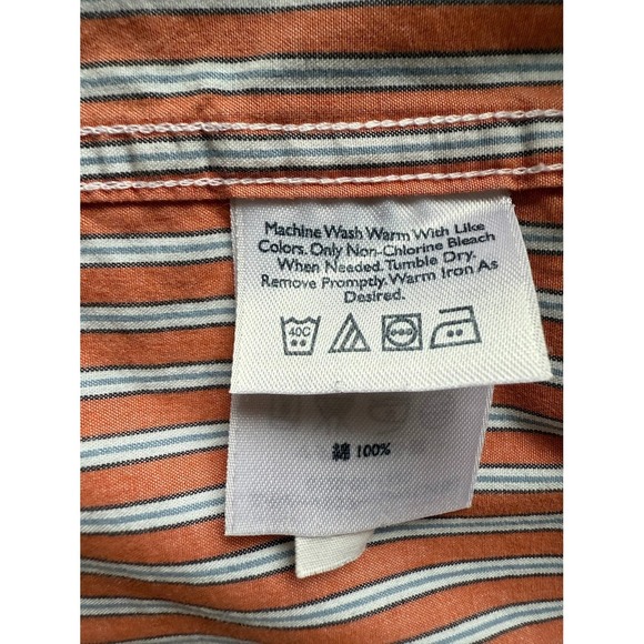 Eddie Bauer Shirt Men XXL Orange Striped Button Up 100%Cotton Long Sleeve Casual - Picture 13 of 15